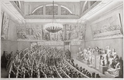 Sir Richard Westmacott Presentando una Conferencia sobre Escultura en la Real Academia de Artes, Somerset House en 1830 de George the Elder Scharf
